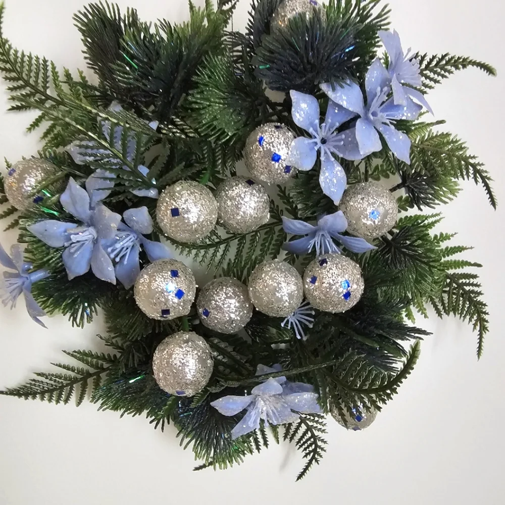 Vintage Mini Icy Blue Decorated Christmas Wreath